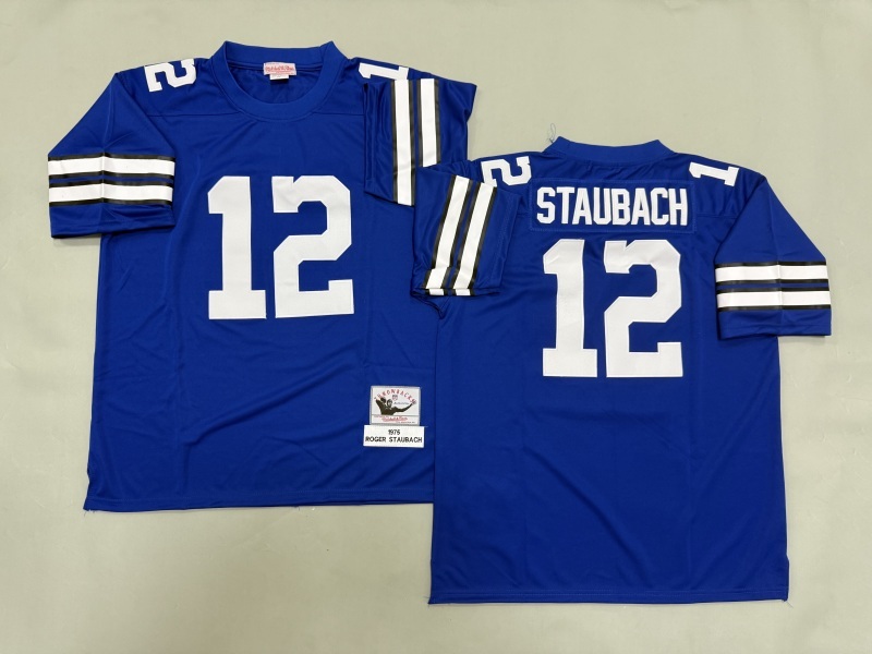 Men 2025 Nike Dallas Cowboys #12 Staubach Blue Throwback Limited NFL Jersey 003